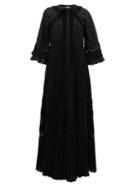 Matchesfashion.com Self-portrait - Ruffle-trimmed Chiffon Maxi Dress - Womens - Black