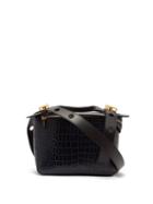 Matchesfashion.com Sophie Hulme - Bolt Small Faux Crocodile Shoulder Bag - Womens - Dark Blue