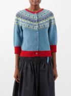 Molly Goddard - Orla Fair Isle-knit Wool Cardigan - Womens - Blue Grey