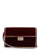 Matchesfashion.com Valentino - Rockstud No Limit Velvet Clutch - Womens - Burgundy