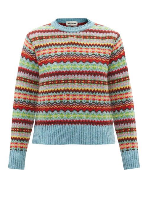 Molly Goddard - Carla Fair Isle Lambswool Sweater - Womens - Blue Multi