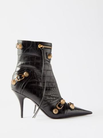 Balenciaga - Cagole 90 Studded Leather Ankle Boots - Womens - Black