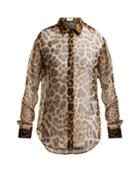 Saint Laurent Leopard-print Silk Blouse