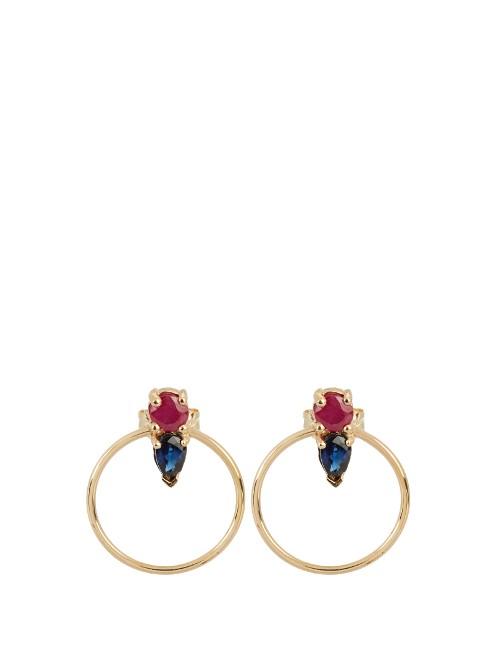 Loren Stewart Ruby, Sapphire & Yellow-gold Earrings