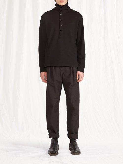 Lemaire - Buttoned High-neck Sweater - Mens - Black