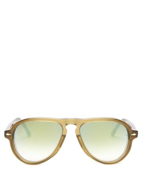 Matchesfashion.com Jacques Marie Mage - Montana Acetate Aviator Sunglasses - Mens - Green