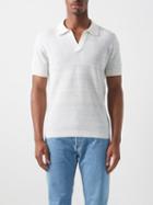 Thom Sweeney - Open-collar Cotton-blend Polo Shirt - Mens - Light Blue