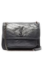 Matchesfashion.com Saint Laurent - Niki Medium Quilted Crinkled Leather Shoulder Bag - Womens - Dark Grey