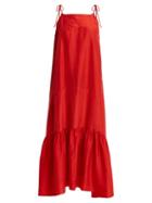 Matchesfashion.com Loup Charmant - Kalahari Tie Shoulder Silk Georgette Dress - Womens - Red