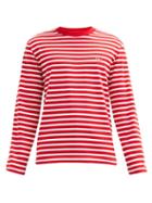 Matchesfashion.com Maison Kitsun - Tricolour-fox Striped Cotton-jersey T-shirt - Mens - Red