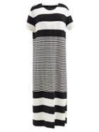 Norma Kamali - Round-neck Striped Jersey Dress - Womens - Black Stripe