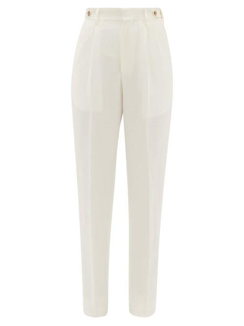 Matchesfashion.com Umit Benan B+ - High-rise Pleated Crepe Trousers - Womens - White
