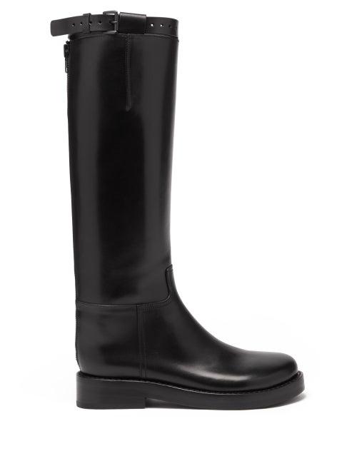 Matchesfashion.com Ann Demeulemeester - Buckled-strap Leather Knee-high Boots - Womens - Black