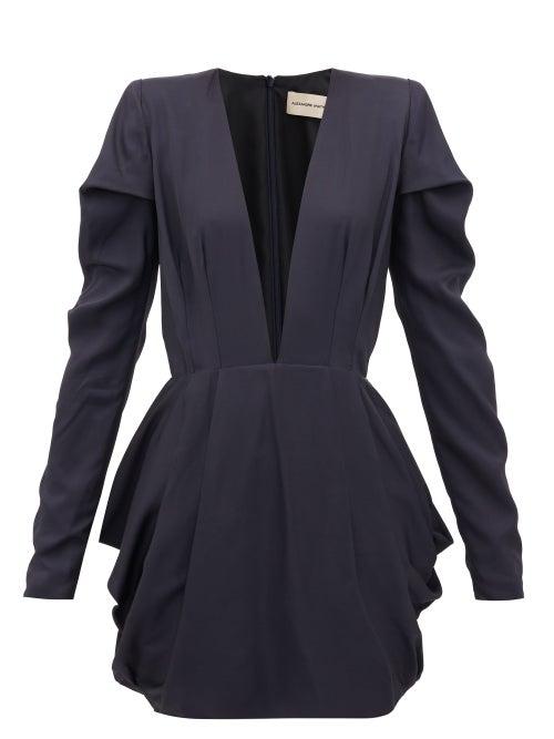 Matchesfashion.com Alexandre Vauthier - Draped Satin-twill Mini Dress - Womens - Navy