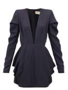 Matchesfashion.com Alexandre Vauthier - Draped Satin-twill Mini Dress - Womens - Navy