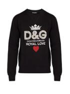 Matchesfashion.com Dolce & Gabbana - Crystal Appliqu Logo Print Cotton Sweatshirt - Mens - Black