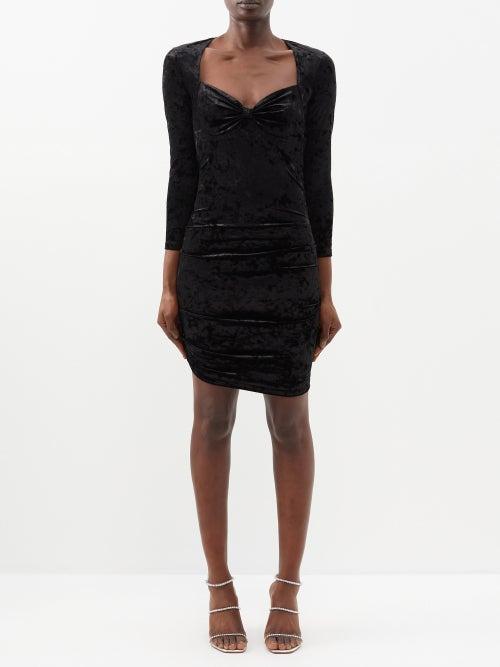 Isabel Marant - Goji Sweetheart-neck Velvet Mini Dress - Womens - Black