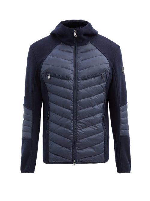 Matchesfashion.com Bogner - Amaro Wool-blend Fleece And Down Hooded Jacket - Mens - Blue