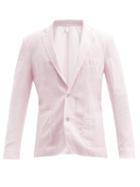 Matchesfashion.com 120% Lino - Patch-pocket Linen-calico Suit Jacket - Mens - Pink