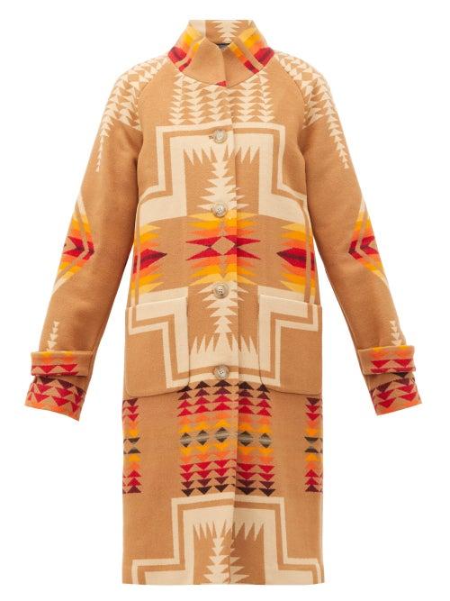 Matchesfashion.com Pendleton - Harding Geometric-intarsia Wool-blend Coat - Womens - Beige Multi