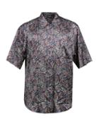 Balenciaga - Paisley-print Satin Short-sleeved Shirt - Mens - Navy