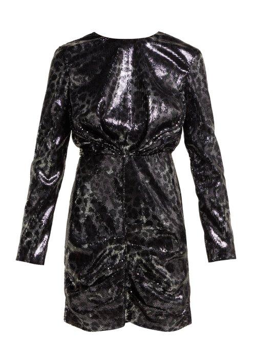 Matchesfashion.com Msgm - Sequinned Leopard Print Mini Dress - Womens - Black Silver