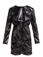 Matchesfashion.com Msgm - Sequinned Leopard Print Mini Dress - Womens - Black Silver