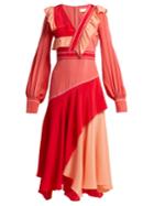 Peter Pilotto Contrast-panel Ruffled Silk Dress