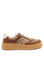 Gucci - Gg Supreme And Leather Trainers - Mens - Brown