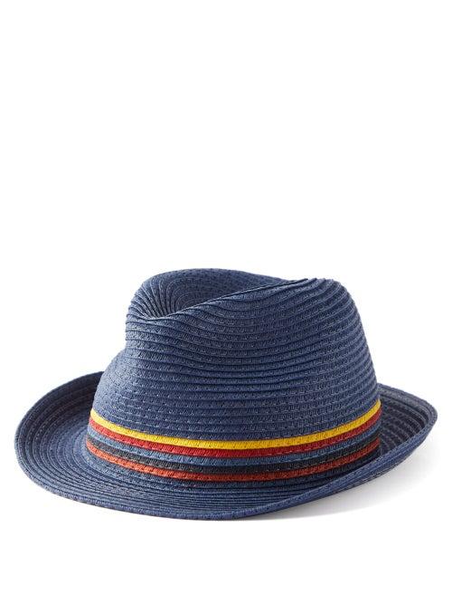 Paul Smith - Artist Stripe Raffia Fedora Hat - Mens - Blue