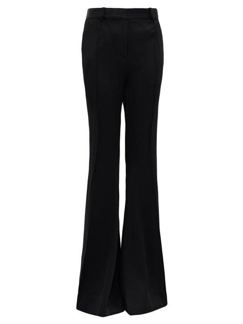 Matchesfashion.com Khaite - Stockard High-rise Satin Flared Trousers - Womens - Black