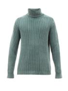 Matchesfashion.com Iris Von Arnim - Pete Roll Neck Ribbed Cashmere Sweater - Mens - Light Green