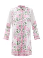 Matchesfashion.com Juliet Dunn - Floral-print Cotton-voile Mini Shirtdress - Womens - Pink White