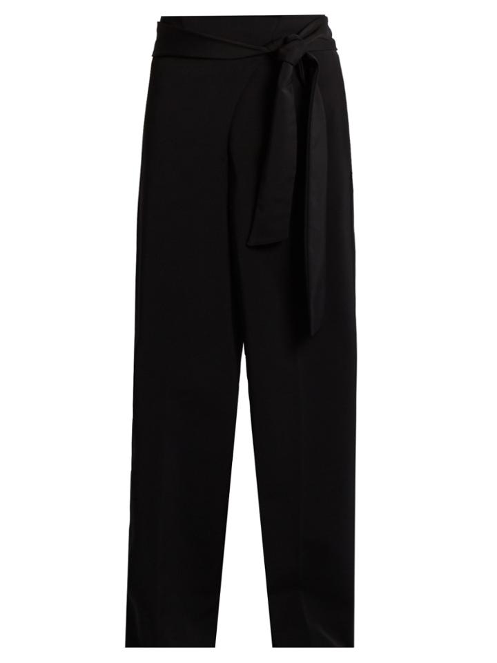 Tibi Tie-waist High-rise Wide-leg Trousers