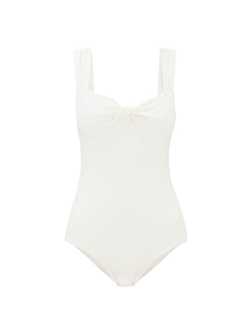 Matchesfashion.com Marysia - Lehi Twist-front Basketweave Swimsuit - Womens - White