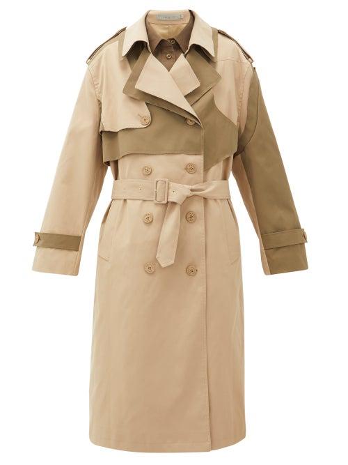 Matchesfashion.com Preen Line - Adel Asymmetric Double-breasted Twill Trench Coat - Womens - Beige