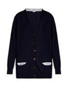 Loewe Logo-trimmed V-neck Wool-blend Cardigan