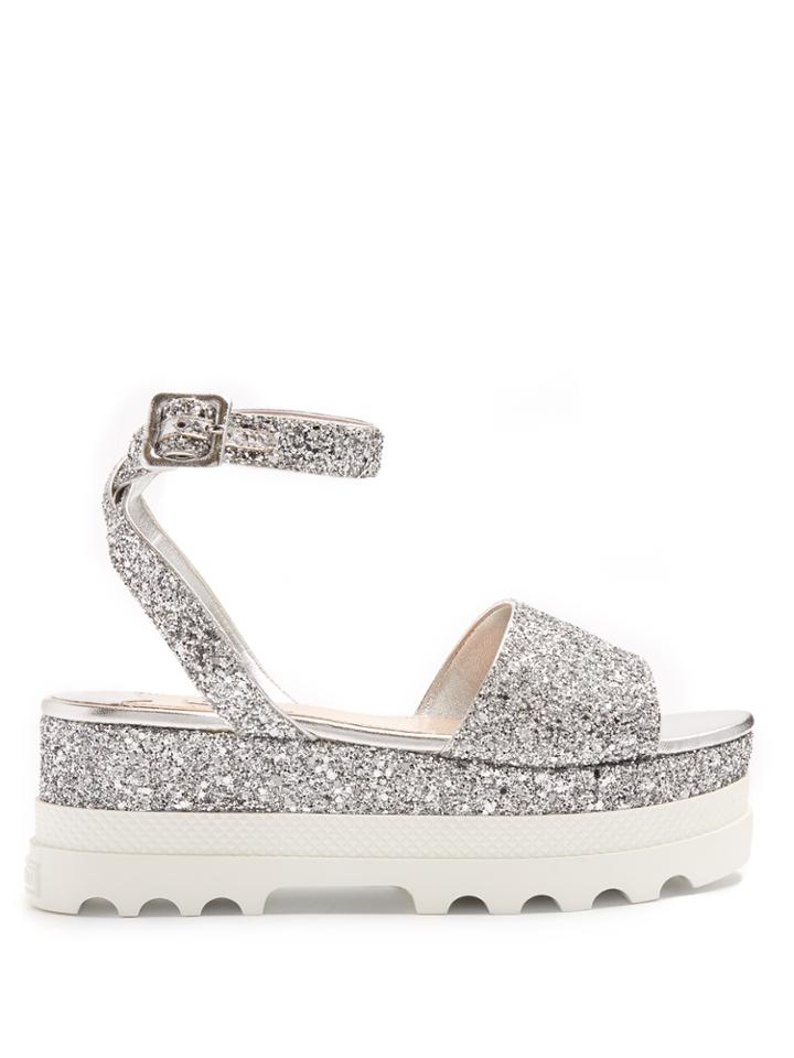 Miu Miu Bi-colour Glitter Flatform Sandals