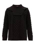 Matchesfashion.com Raf Simons - Detachable Panel Honeycomb Knit Wool Sweater - Mens - Black
