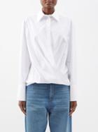 Valentino - Wrap-front Cotton-poplin Shirt - Womens - White
