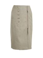 Matchesfashion.com Altuzarra - Sorrel Button Embellished Wool Blend Pencil Skirt - Womens - Light Grey