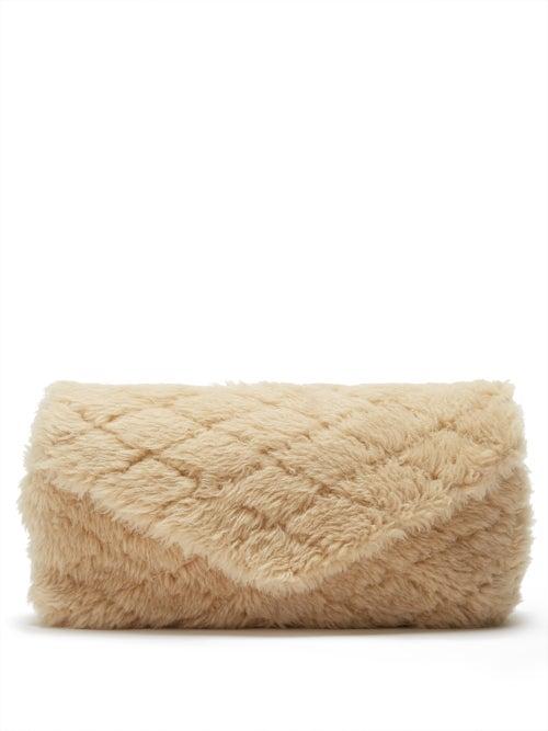 Saint Laurent - Sade Shearling Clutch Bag - Womens - Beige