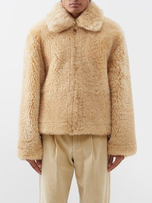 Erl - Zip-front Shearling Coat - Mens - Beige