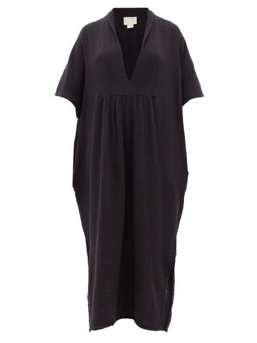 Matchesfashion.com Anaak - Kai Slubbed-cotton Kaftan - Womens - Black