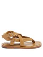Ladies Shoes Jil Sander - Wraparound Leather Sandals - Womens - Khaki