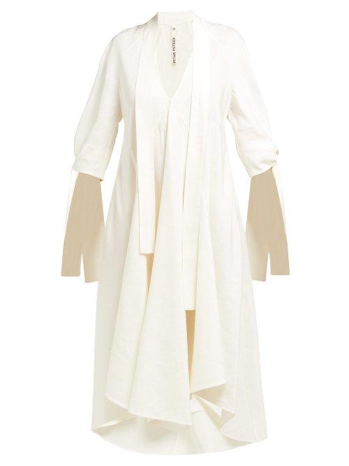 Matchesfashion.com Petar Petrov - Dillon Draped Twill Midi Dress - Womens - White