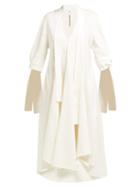 Matchesfashion.com Petar Petrov - Dillon Draped Twill Midi Dress - Womens - White