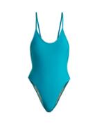 Matchesfashion.com Adriana Degreas - Le Fleur High Leg Swimsuit - Womens - Blue