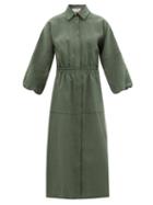 Ladies Rtw Gabriela Hearst - Ares Linen Midi Dress - Womens - Dark Green