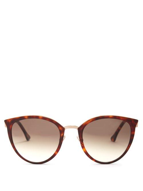 Matchesfashion.com John Dalia - Sasha Cat Eye Acetate And Rose Gold Sunglasses - Womens - Brown Gold